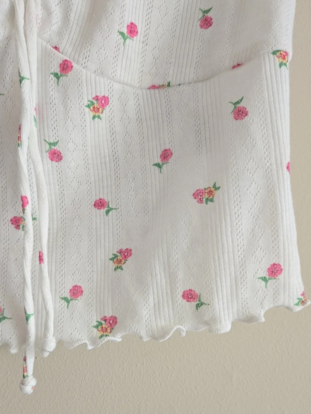For Love And Lemons Blossom Pointelle Matching Set Pajama Top & Shorts White XS